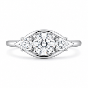 1.50 CT Round Cut Lab-Grown Diamond Three-Stone Engagement Ring in 14K White Gold – Classic Colorless Promise Design