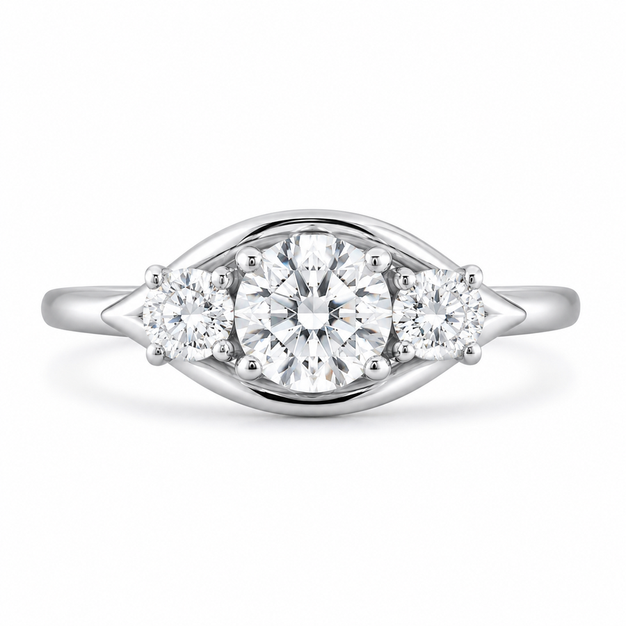 1.50 CT Round Cut Lab-Grown Diamond Three-Stone Engagement Ring in 14K White Gold – Classic Colorless Promise Design