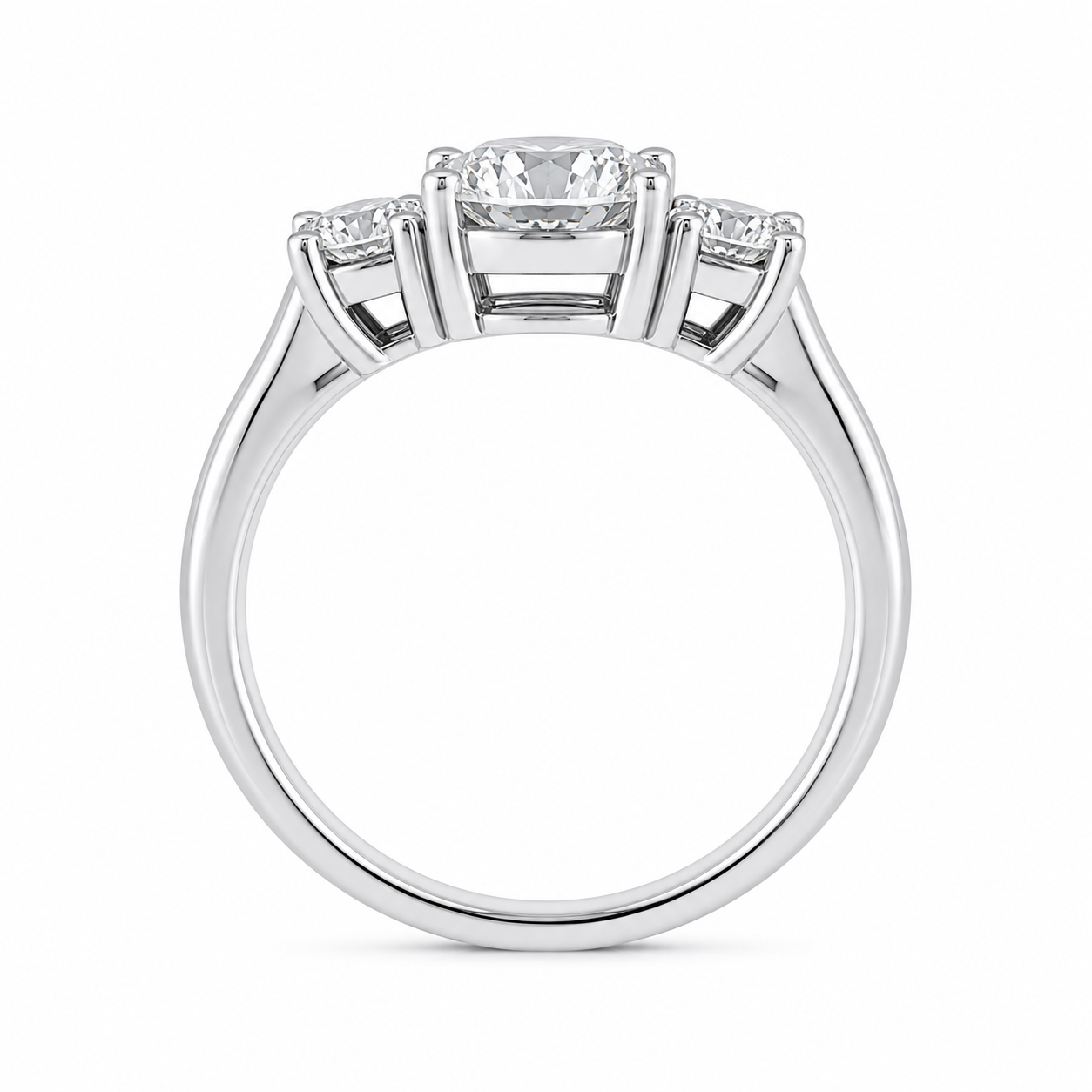 1.50 CT Round Cut Lab-Grown Diamond Three-Stone Engagement Ring in 14K White Gold – Classic Colorless Promise Design