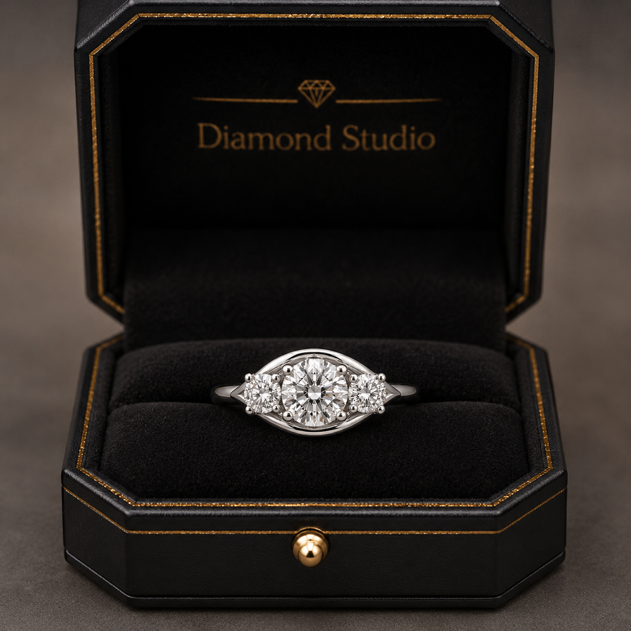 1.50 CT Round Cut Lab-Grown Diamond Three-Stone Engagement Ring in 14K White Gold – Classic Colorless Promise Design