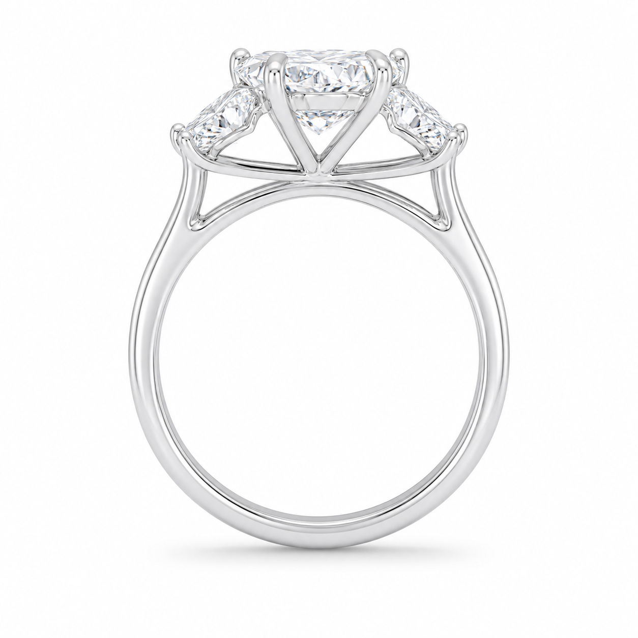 4.20 CT Radiant Lab-Grown Diamond Three-Stone Engagement Ring in 14K White Gold – Luxury Proposal Design
