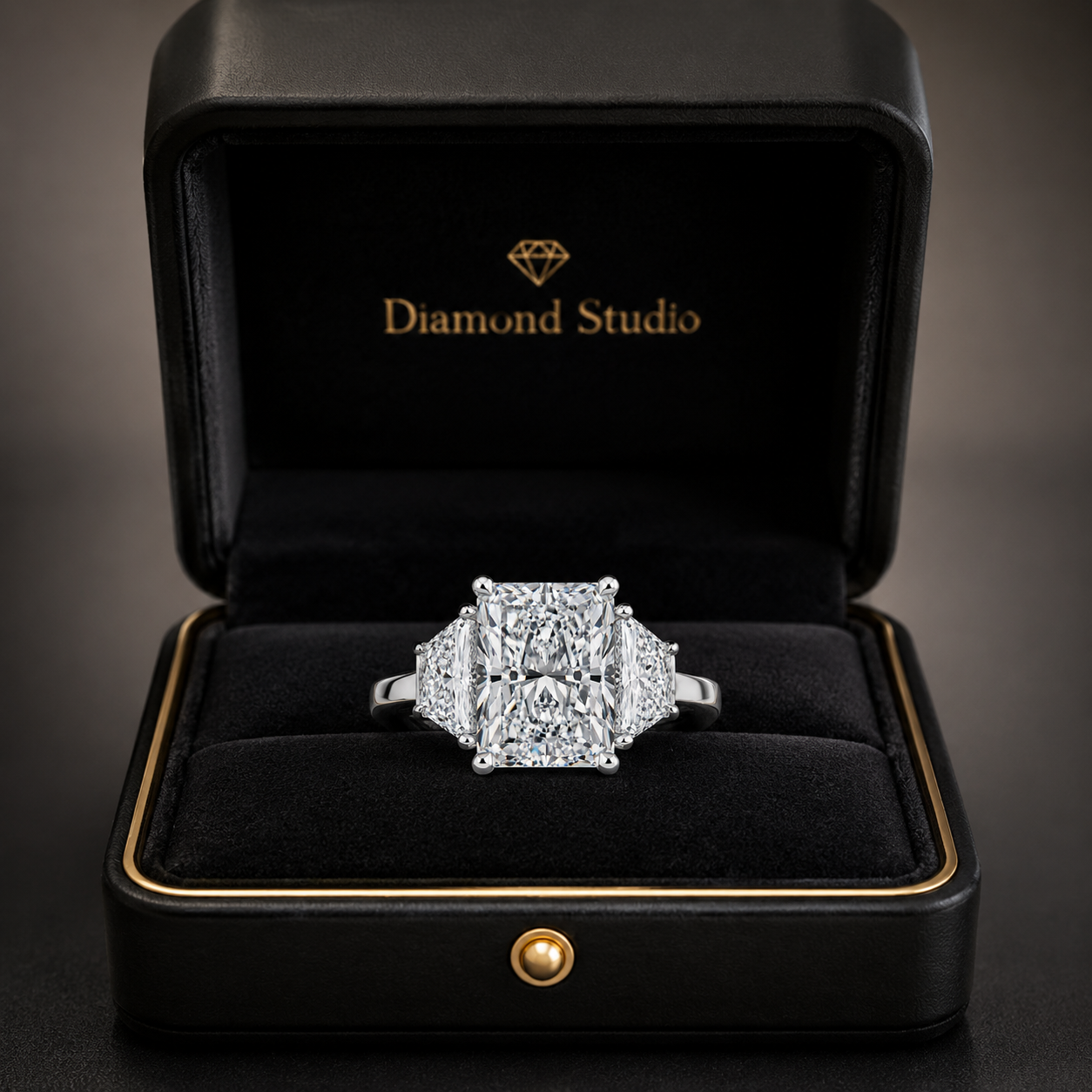 4.20 CT Radiant Lab-Grown Diamond Three-Stone Engagement Ring in 14K White Gold – Luxury Proposal Design