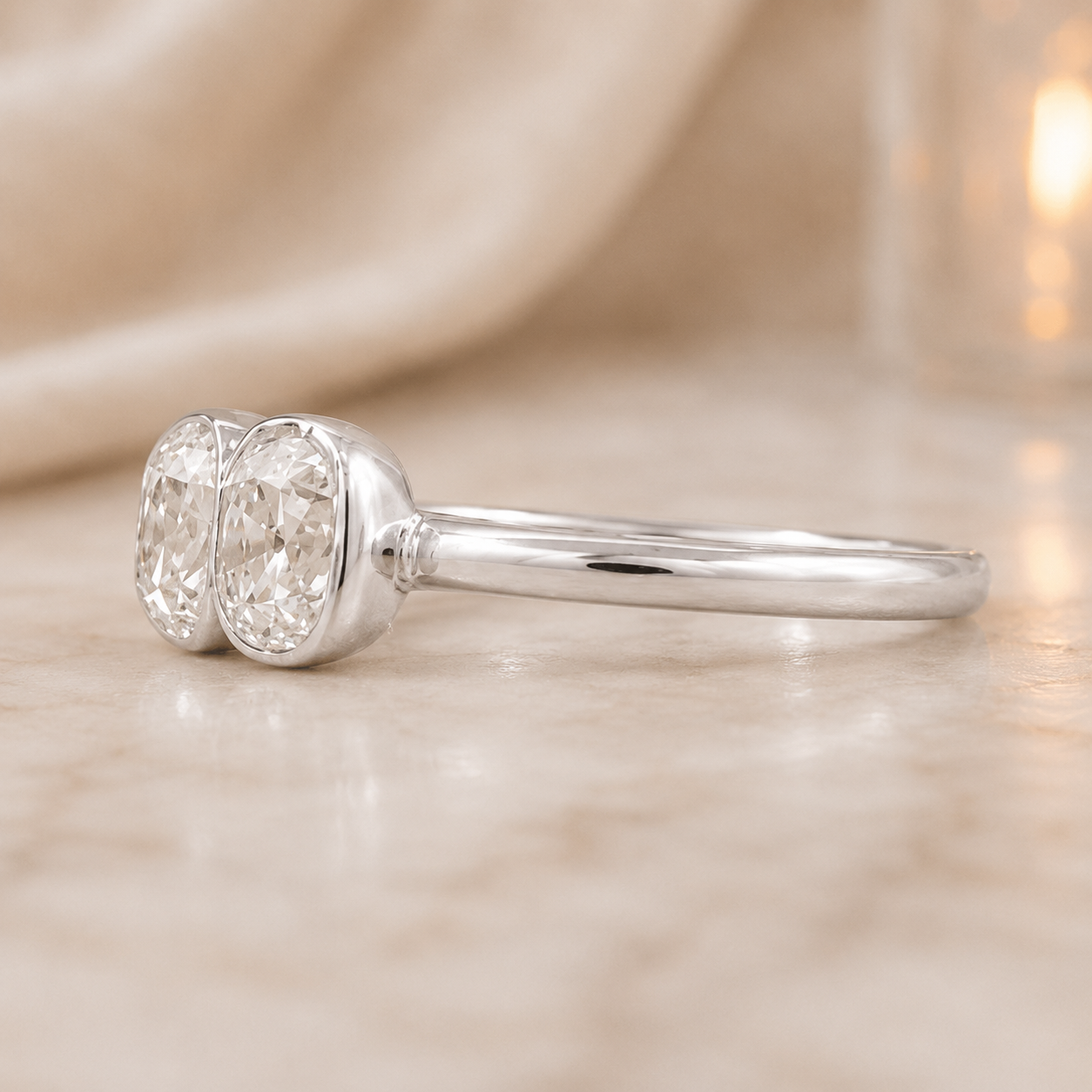 2.00 CT Old European Cushion Cut Lab-Grown Diamond Three-Stone Engagement Ring in 14K White Gold – Handmade Vintage Wedding Design