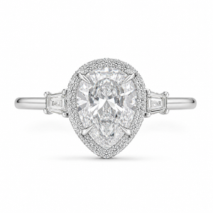 6.00 CT Pear Cut Lab-Grown Diamond Three-Stone Engagement Ring in 14K White Gold – Pear Shaped Wedding Design