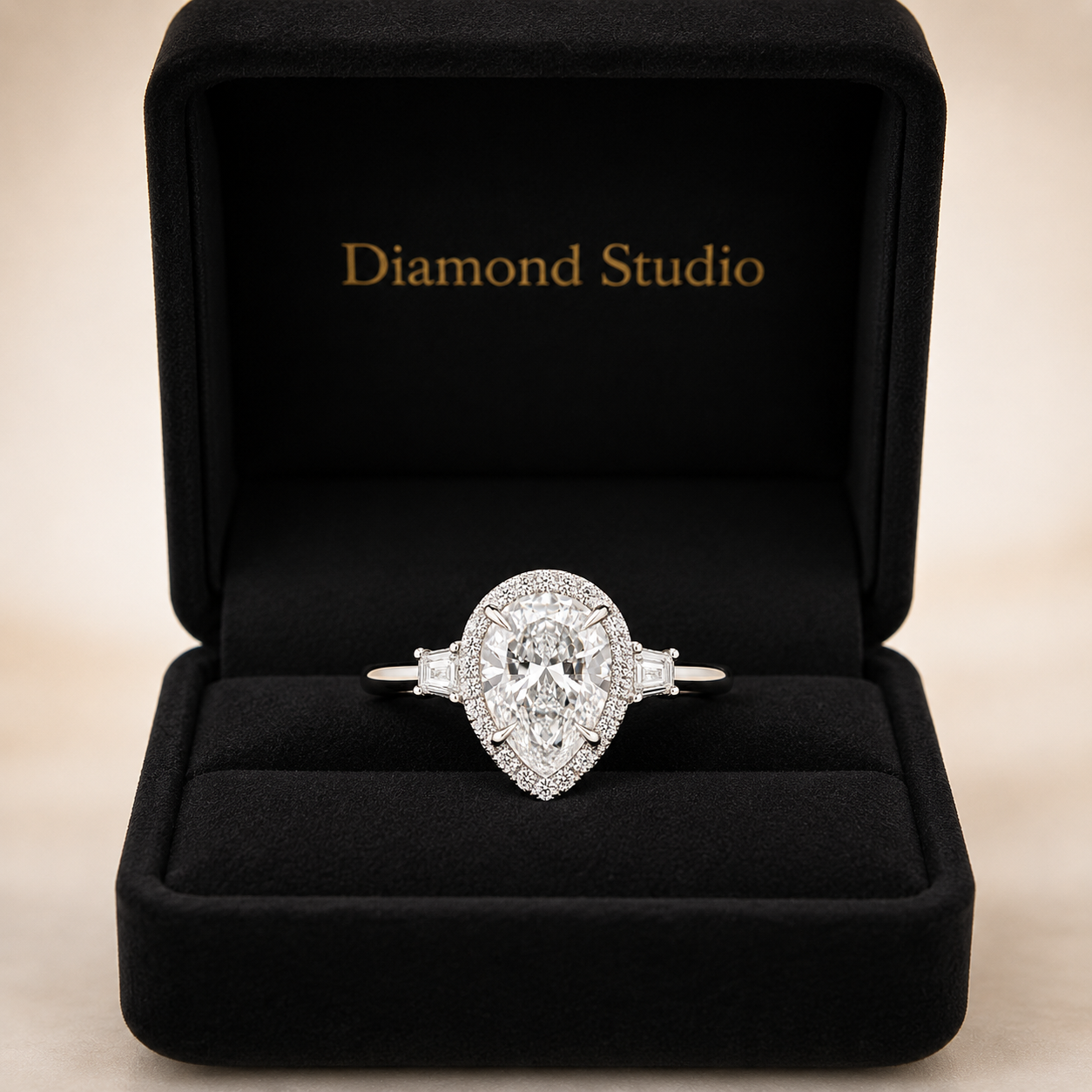 6.00 CT Pear Cut Lab-Grown Diamond Three-Stone Engagement Ring in 14K White Gold – Pear Shaped Wedding Design