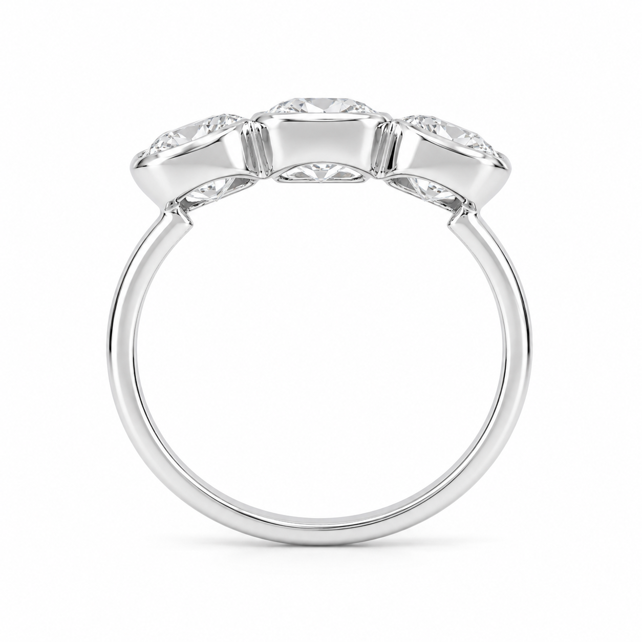 2.00 CT Old European Cushion Cut Lab-Grown Diamond Three-Stone Engagement Ring in 14K White Gold – Handmade Vintage Wedding Design