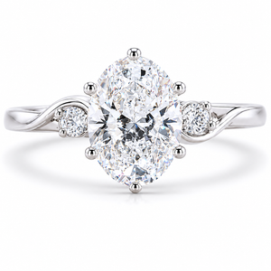 2.50 CT Oval Lab-Grown Diamond Three-Stone Engagement Ring in 14K White Gold – Anniversary Proposal Design