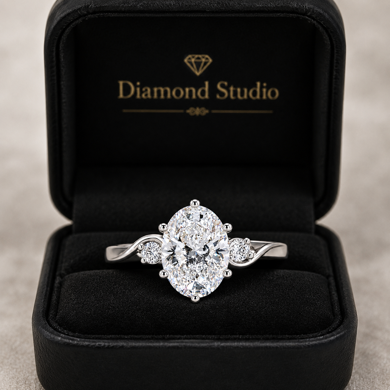 2.50 CT Oval Lab-Grown Diamond Three-Stone Engagement Ring in 14K White Gold – Anniversary Proposal Design