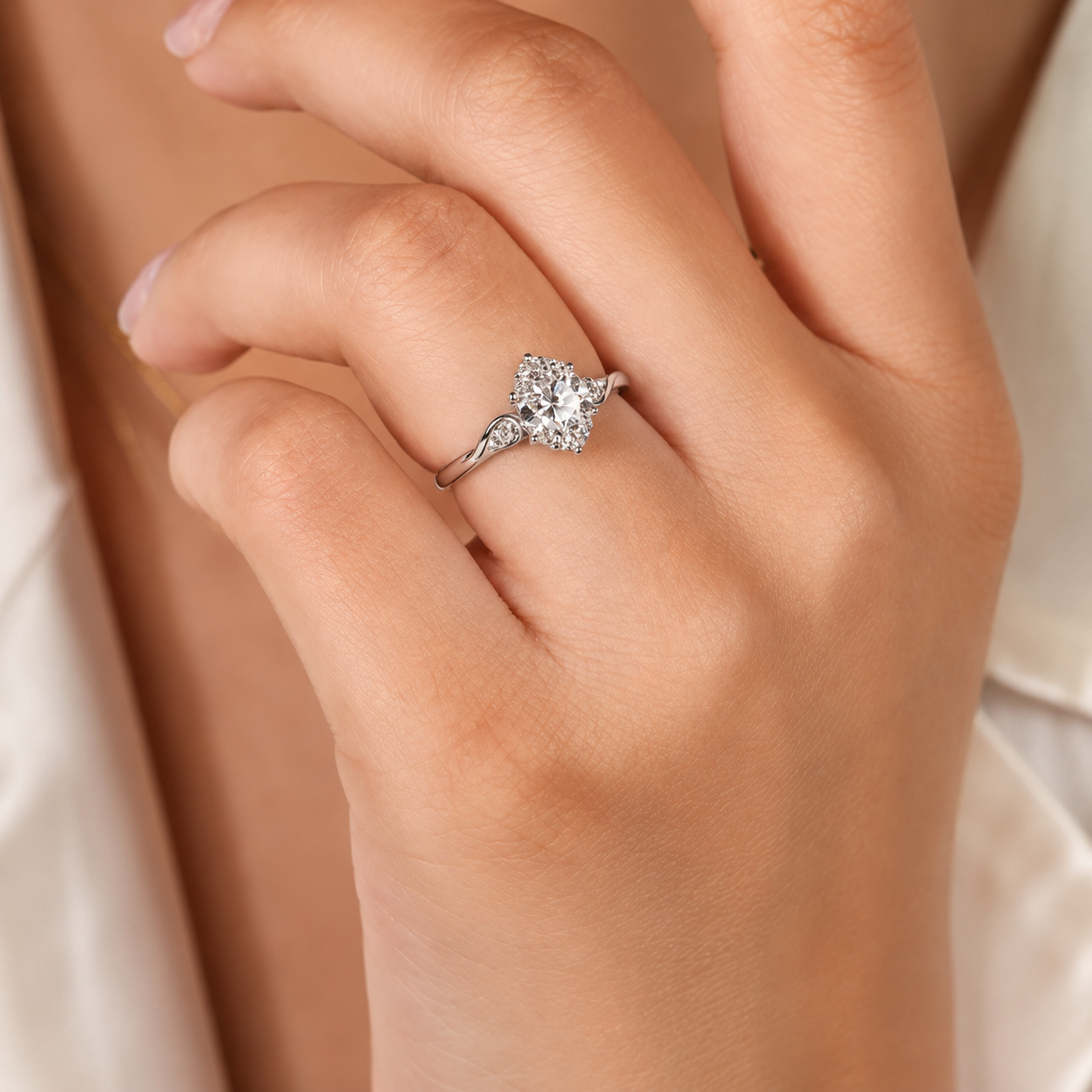 2.50 CT Oval Lab-Grown Diamond Three-Stone Engagement Ring in 14K White Gold – Anniversary Proposal Design