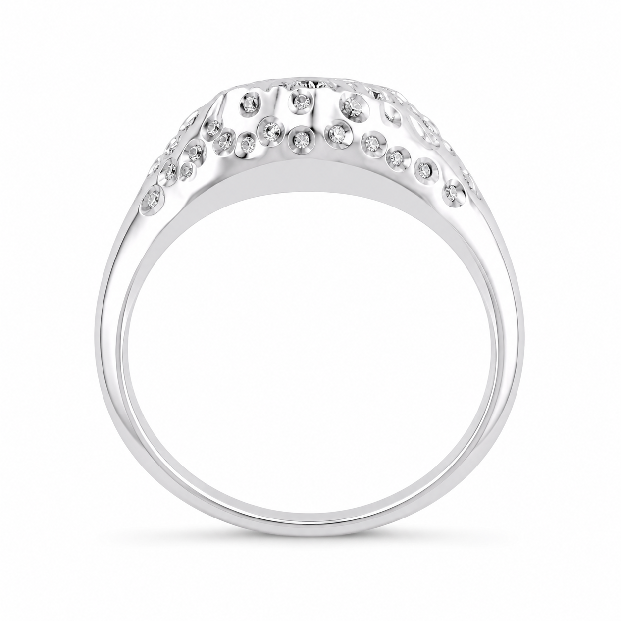 4.00 CT Oval Cut Lab-Grown Diamond Three-Stone Engagement Ring in 14K White Gold – Pear Side Diamond Design