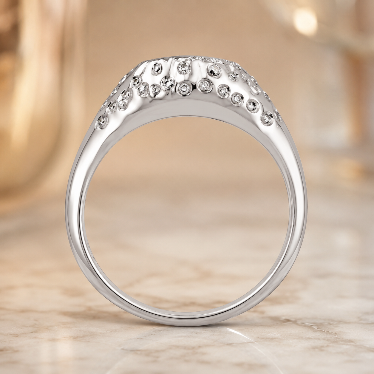 4.00 CT Oval Cut Lab-Grown Diamond Three-Stone Engagement Ring in 14K White Gold – Pear Side Diamond Design