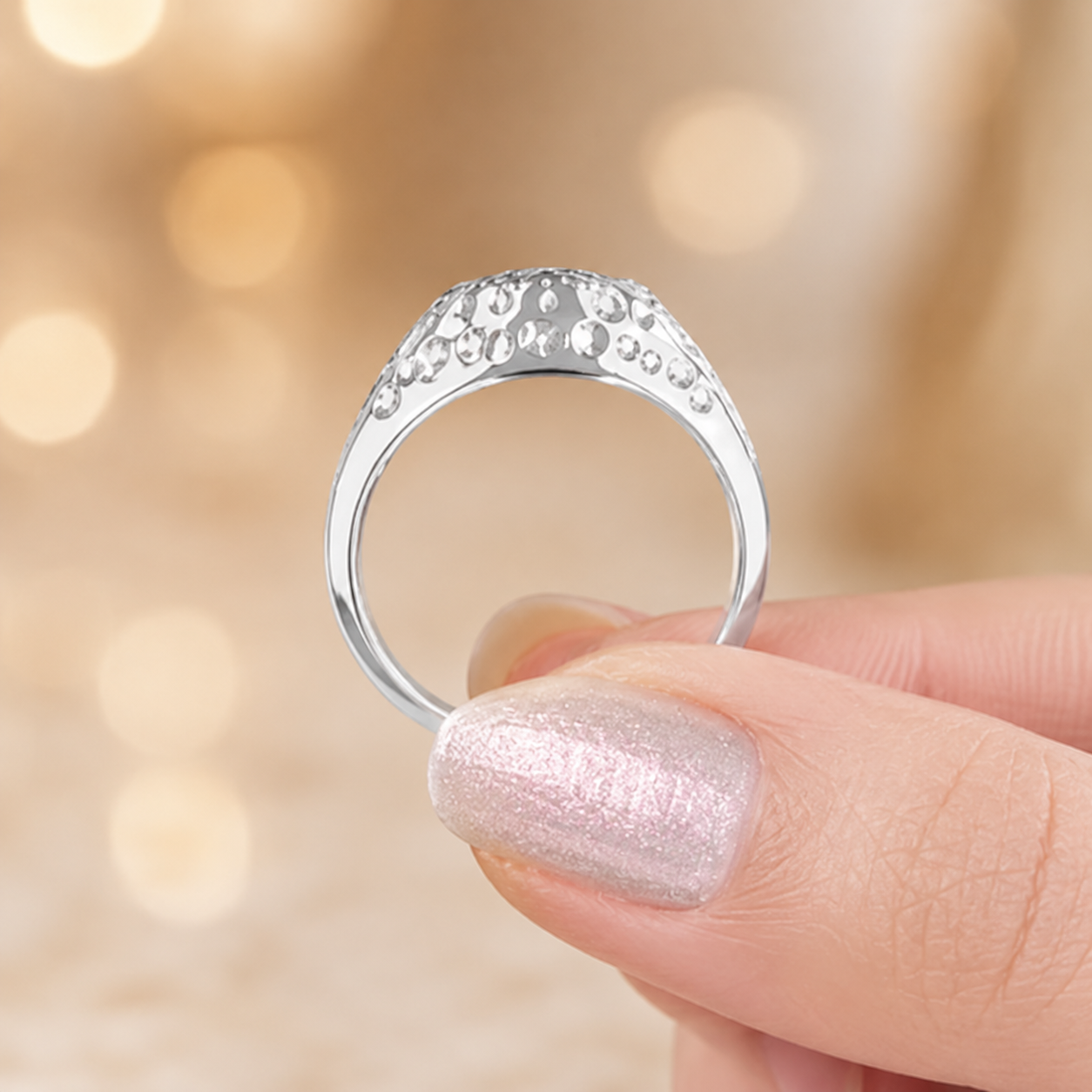 4.00 CT Oval Cut Lab-Grown Diamond Three-Stone Engagement Ring in 14K White Gold – Pear Side Diamond Design