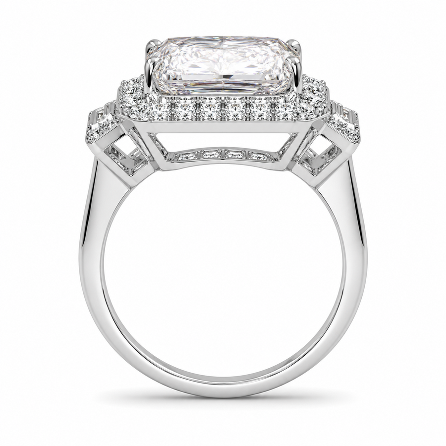 5.00 CT Radiant Cut Lab-Grown Diamond Three-Stone Engagement Ring in 14K White Gold – Anniversary Trilogy Design