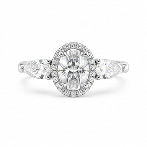 3.00 CT Oval Lab-Grown Diamond Three-Stone Engagement Ring in 14K White Gold – IGI Certified Promise Design