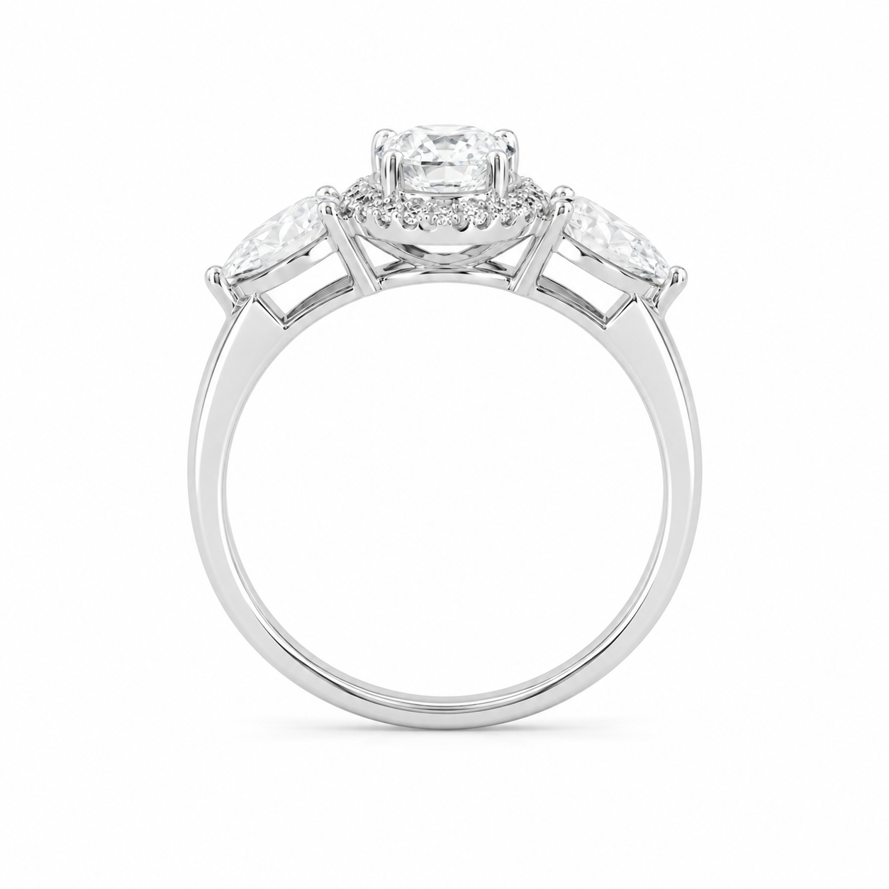 3.00 CT Oval Lab-Grown Diamond Three-Stone Engagement Ring in 14K White Gold – IGI Certified Promise Design
