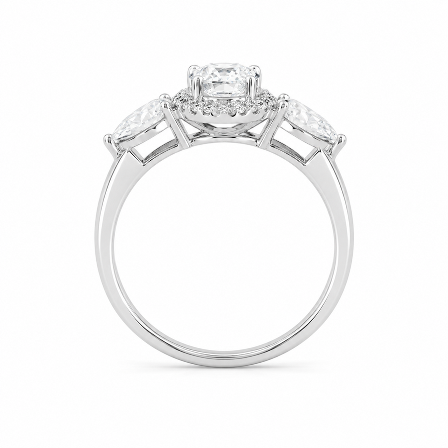 3.00 CT Oval Lab-Grown Diamond Three-Stone Engagement Ring in 14K White Gold – IGI Certified Promise Design