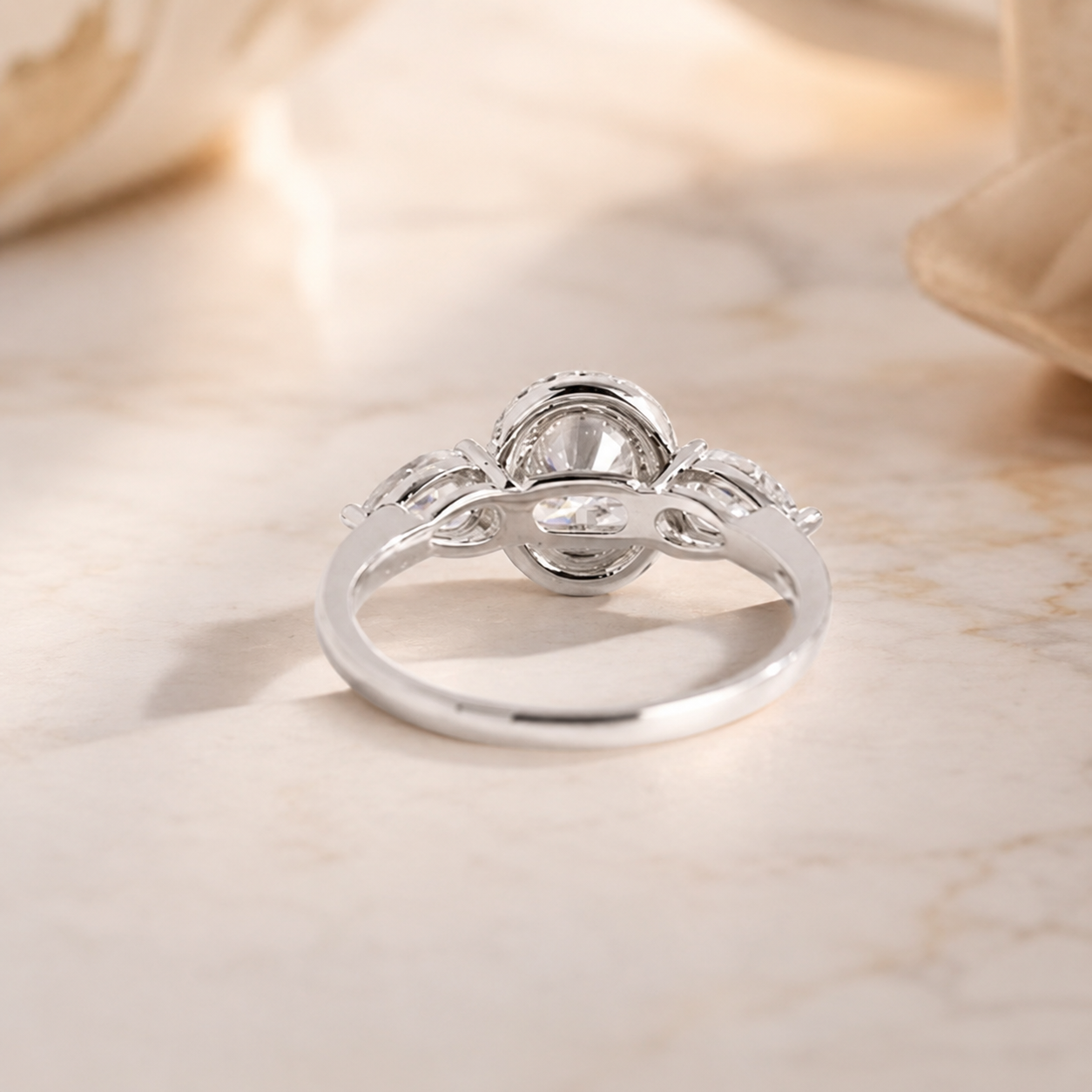3.00 CT Oval Lab-Grown Diamond Three-Stone Engagement Ring in 14K White Gold – IGI Certified Promise Design