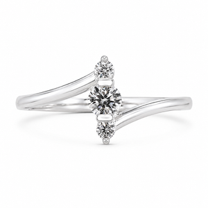 1.00 CT Lab-Grown Diamond Three-Stone Stacking Ring in 14K White Gold – Minimalist Triple Stone Promise Design