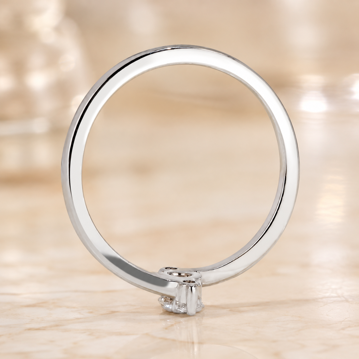 1.00 CT Lab-Grown Diamond Three-Stone Stacking Ring in 14K White Gold – Minimalist Triple Stone Promise Design
