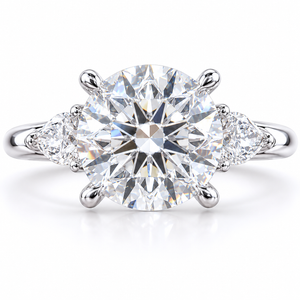 3.00 CT Round Cut Lab-Grown Diamond Three-Stone Engagement Ring in 14K White Gold – Minimalist Dainty Stacking Design