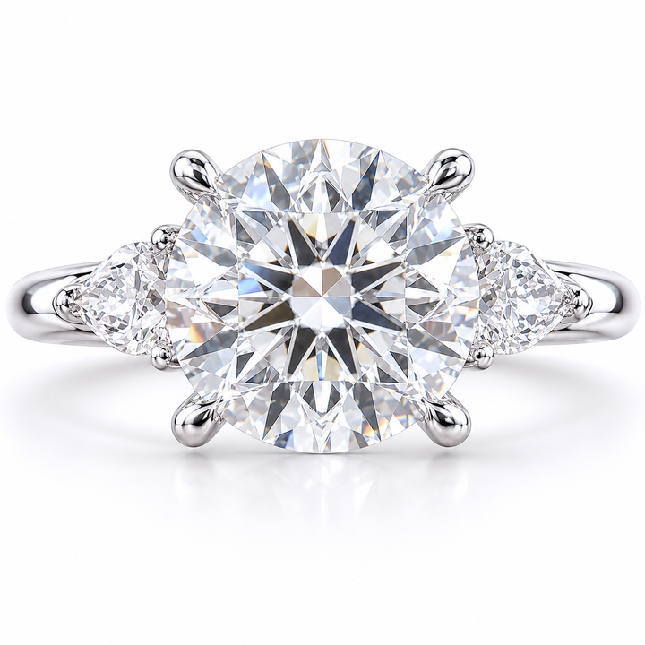 3.00 CT Round Cut Lab-Grown Diamond Three-Stone Engagement Ring in 14K White Gold â€“ Minimalist Dainty Stacking Design from Diamond Studio