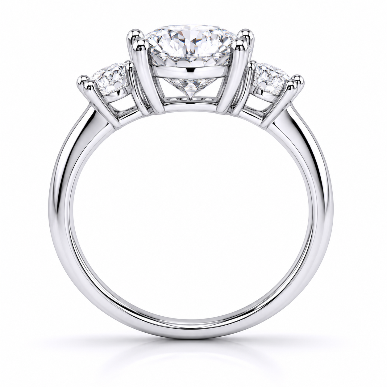 3.00 CT Round Cut Lab-Grown Diamond Three-Stone Engagement Ring in 14K White Gold – Minimalist Dainty Stacking Design