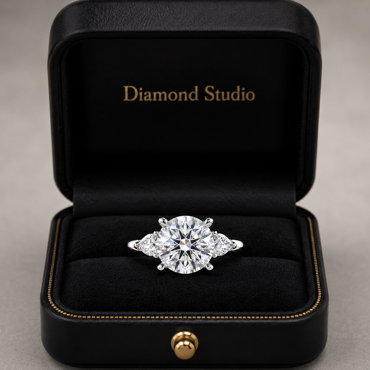 3.00 CT Round Cut Lab-Grown Diamond Three-Stone Engagement Ring in 14K White Gold – Minimalist Dainty Stacking Design