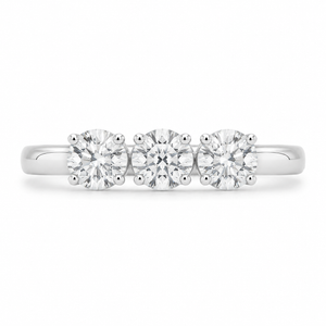1.00 CT Round Cut Lab-Grown Diamond Three-Stone Engagement Ring in 14K White Gold – Minimalist Trilogy Anniversary Design