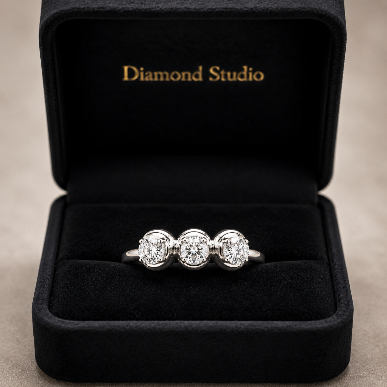 1.00 CT Round Cut Lab-Grown Diamond Three-Stone Engagement Ring in 14K White Gold – Minimalist Trilogy Anniversary Design