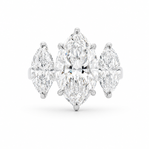 3.00 CT Marquise Lab-Grown Diamond Three-Stone Engagement Ring in 14K White Gold – Classic Trilogy Design