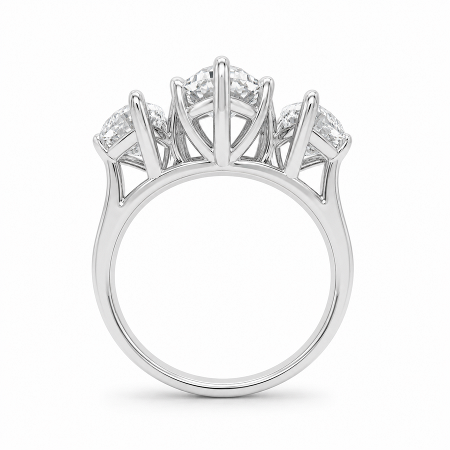 3.00 CT Marquise Lab-Grown Diamond Three-Stone Engagement Ring in 14K White Gold – Classic Trilogy Design