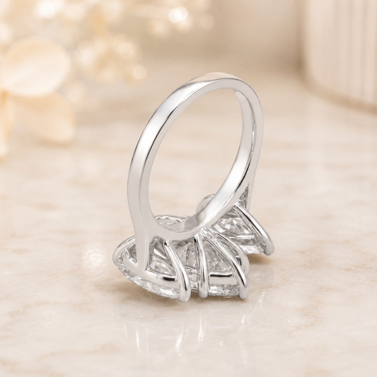 3.00 CT Marquise Lab-Grown Diamond Three-Stone Engagement Ring in 14K White Gold – Classic Trilogy Design