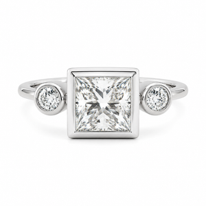 2.00 CT Princess Cut Lab-Grown Diamond Three-Stone Engagement Ring in 14K White Gold – Classic Trilogy Design