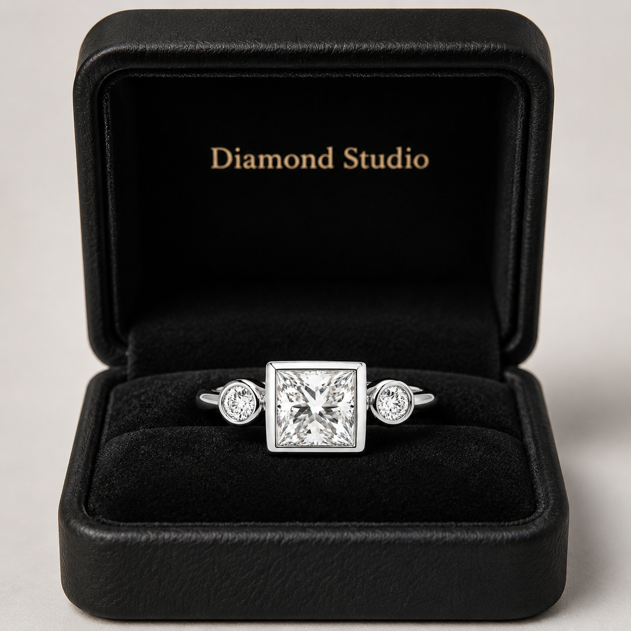2.00 CT Princess Cut Lab-Grown Diamond Three-Stone Engagement Ring in 14K White Gold – Classic Trilogy Design
