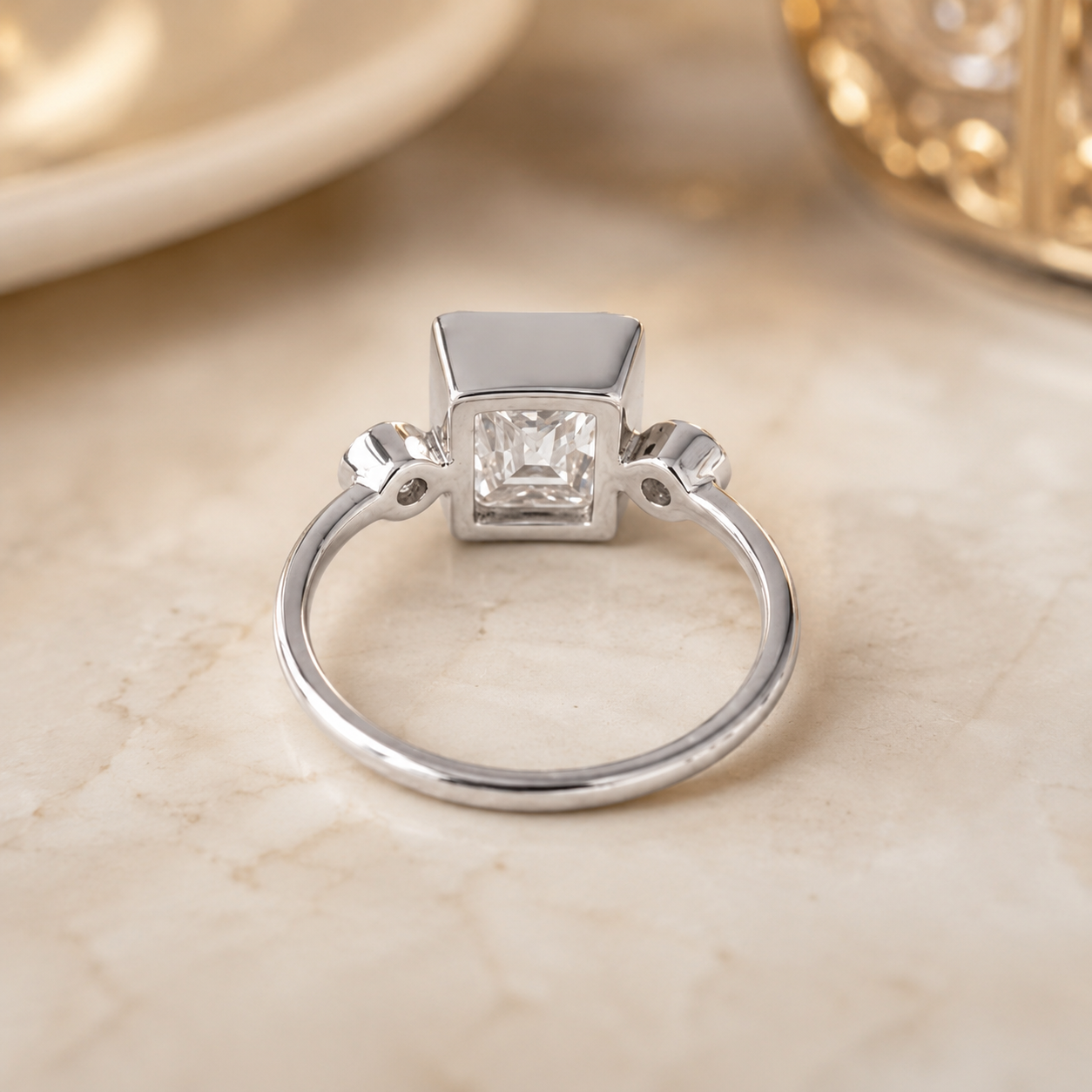 2.00 CT Princess Cut Lab-Grown Diamond Three-Stone Engagement Ring in 14K White Gold – Classic Trilogy Design