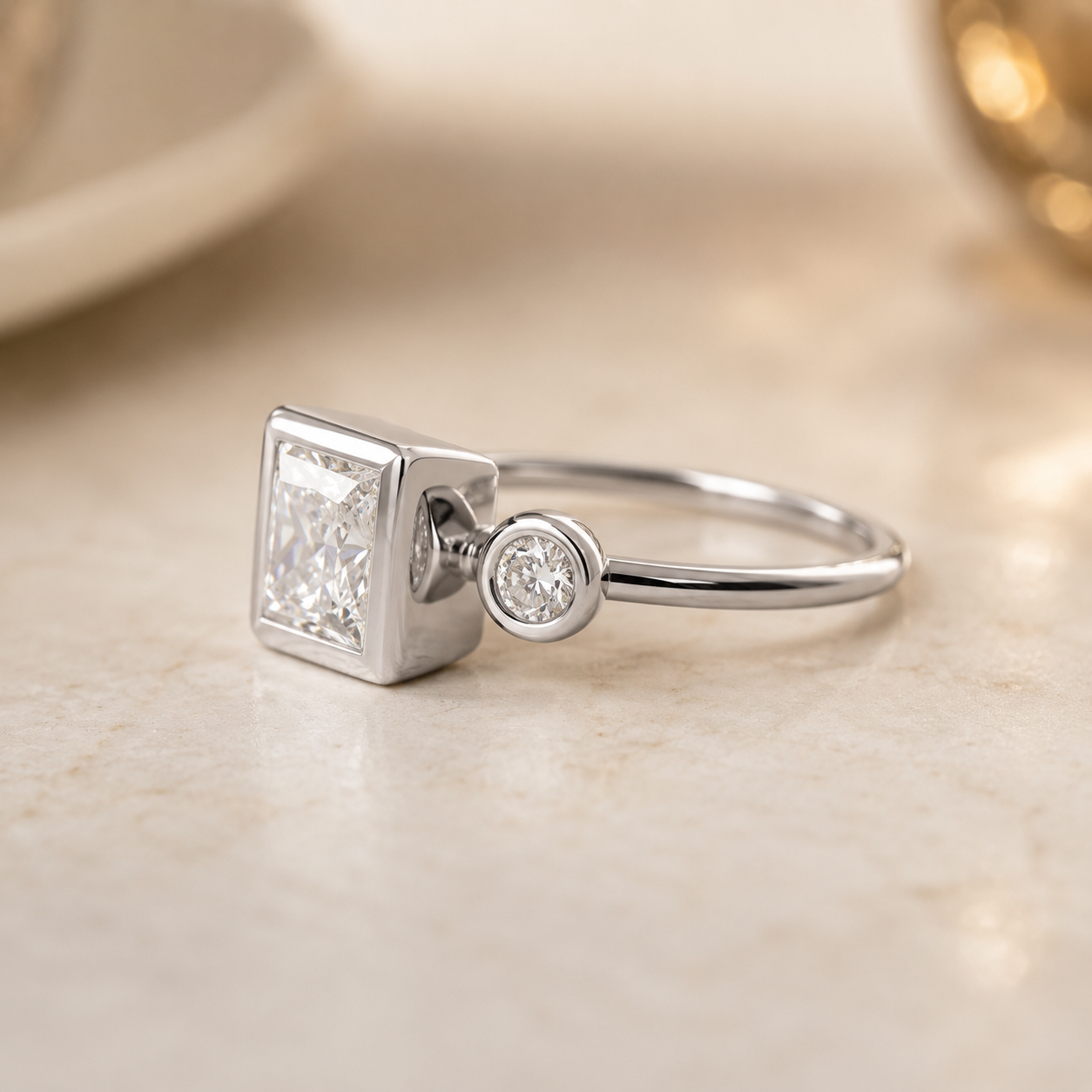 2.00 CT Princess Cut Lab-Grown Diamond Three-Stone Engagement Ring in 14K White Gold – Classic Trilogy Design