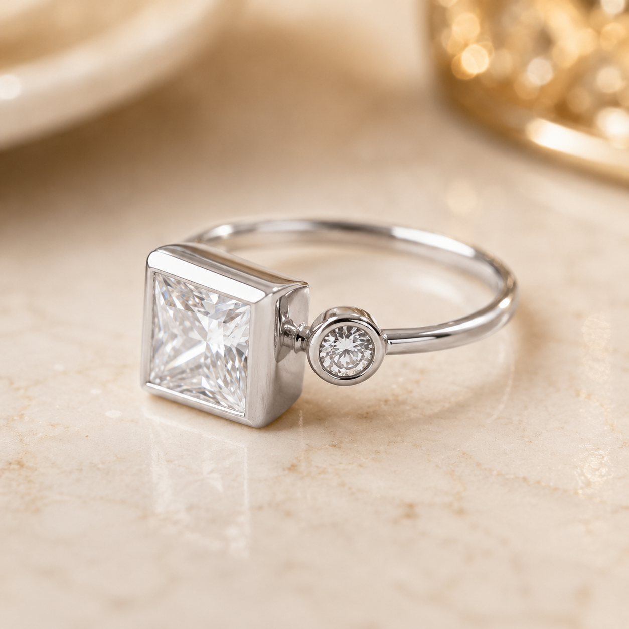 2.00 CT Princess Cut Lab-Grown Diamond Three-Stone Engagement Ring in 14K White Gold – Classic Trilogy Design