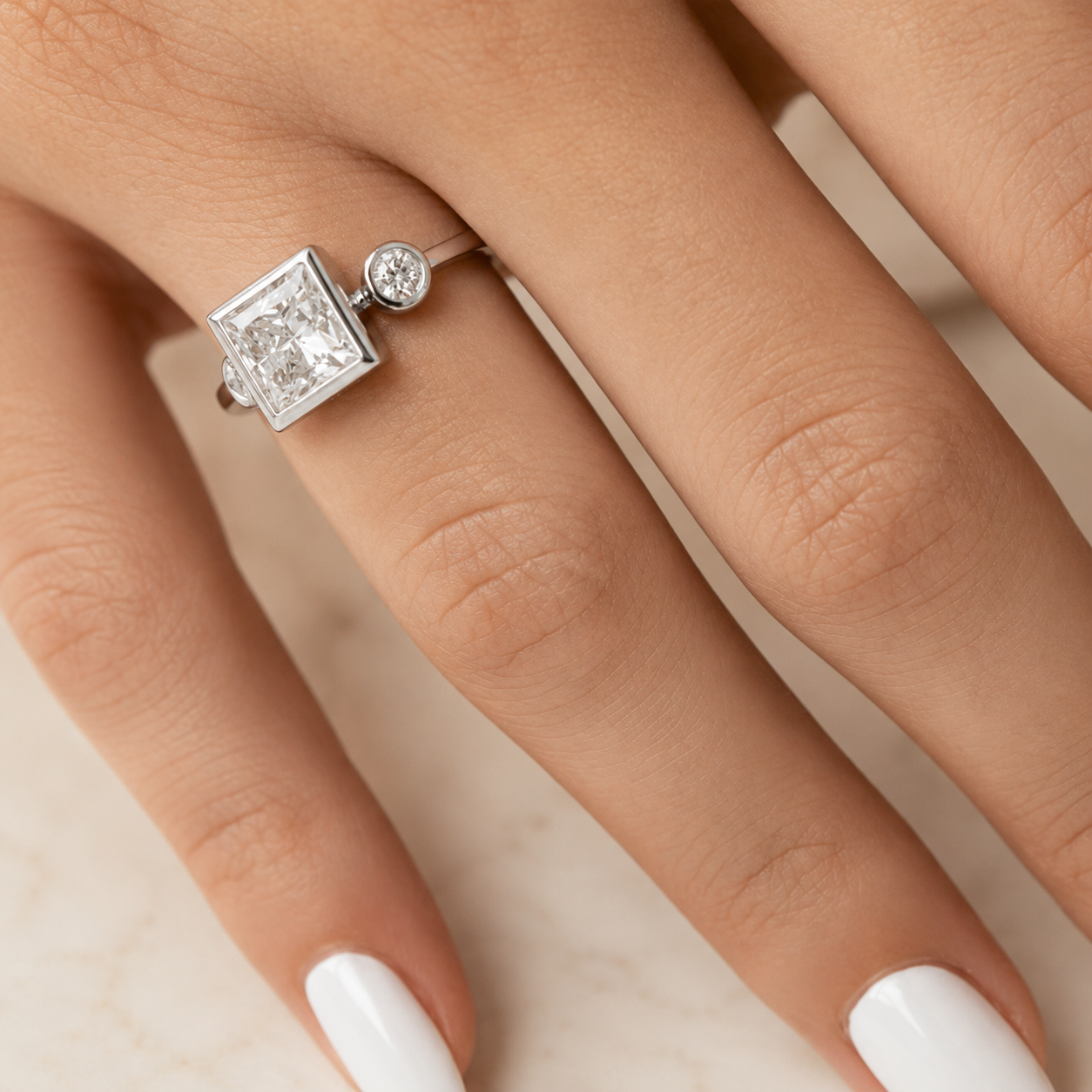 2.00 CT Princess Cut Lab-Grown Diamond Three-Stone Engagement Ring in 14K White Gold – Classic Trilogy Design