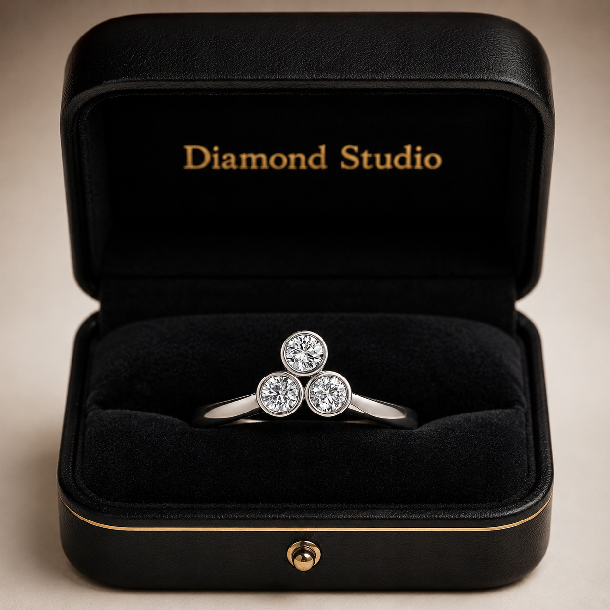 1.50 CT Round Cut Lab-Grown Diamond Three-Stone Engagement Ring in 14K White Gold – Minimalist Bezel Set V Shape Design