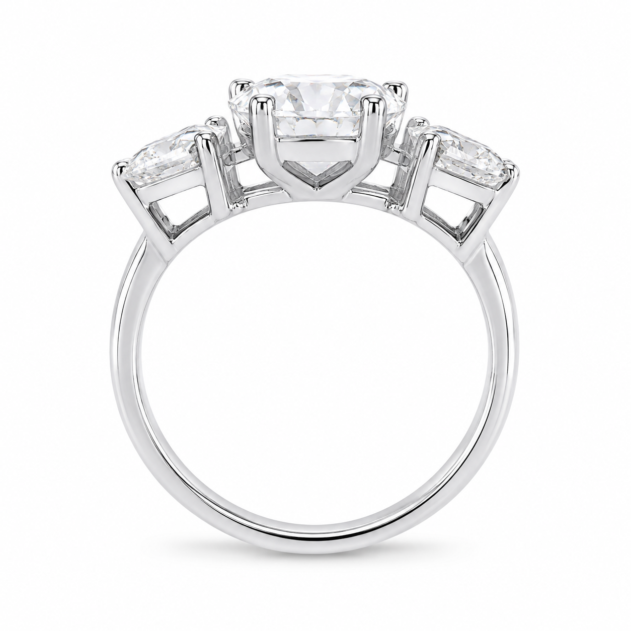 2.00 CT Heart Cut Lab-Grown Diamond Three-Stone Engagement Ring in 14K White Gold – Anniversary Promise Design