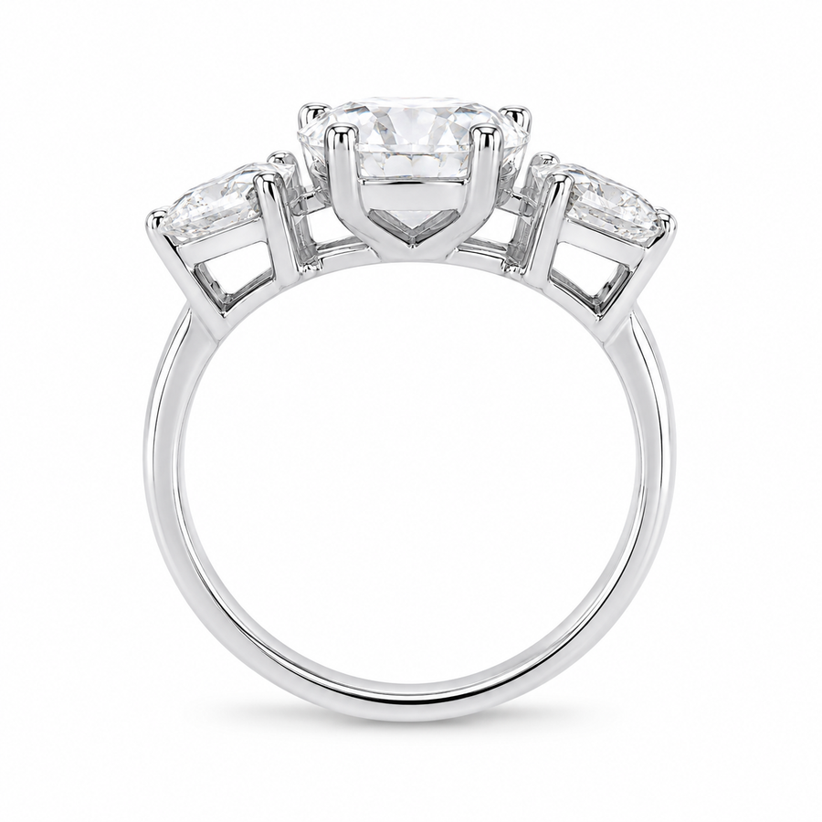 2.00 CT Heart Cut Lab-Grown Diamond Three-Stone Engagement Ring in 14K White Gold – Anniversary Promise Design