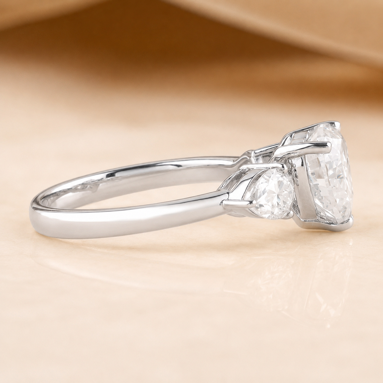 2.00 CT Heart Cut Lab-Grown Diamond Three-Stone Engagement Ring in 14K White Gold – Anniversary Promise Design
