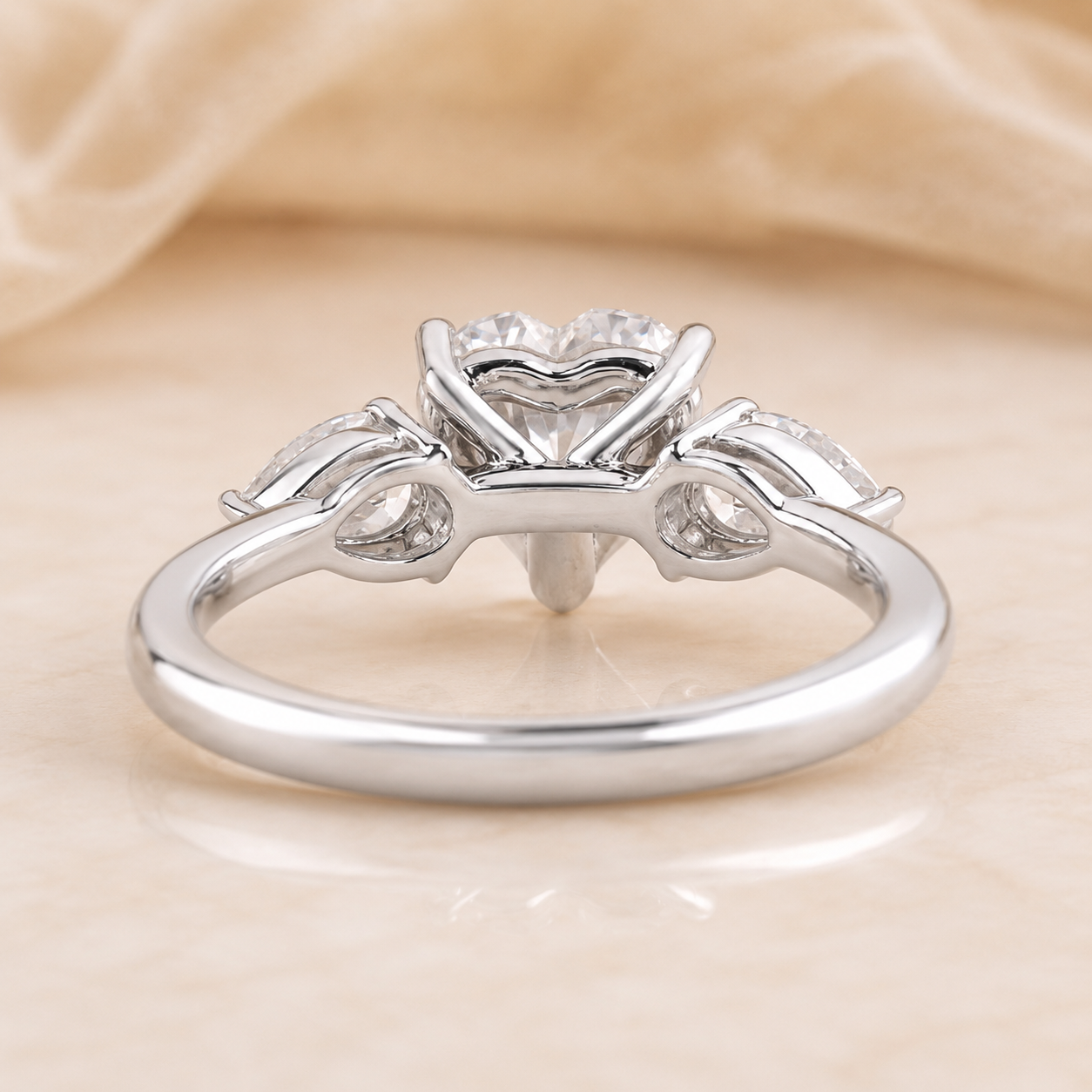 2.00 CT Heart Cut Lab-Grown Diamond Three-Stone Engagement Ring in 14K White Gold – Anniversary Promise Design