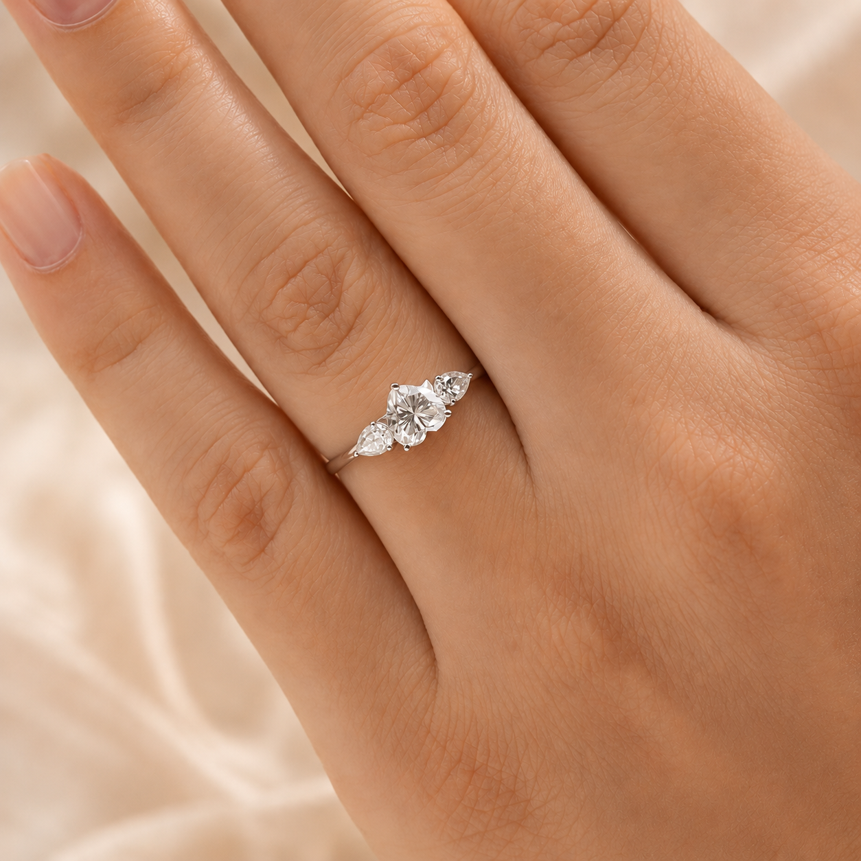 2.00 CT Heart Cut Lab-Grown Diamond Three-Stone Engagement Ring in 14K White Gold – Anniversary Promise Design