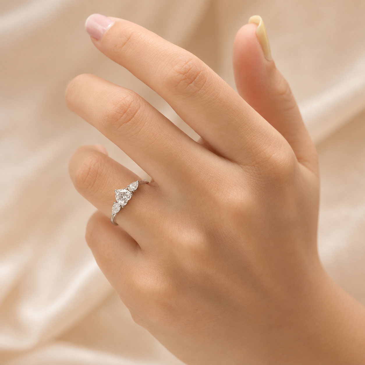 2.00 CT Heart Cut Lab-Grown Diamond Three-Stone Engagement Ring in 14K White Gold – Anniversary Promise Design