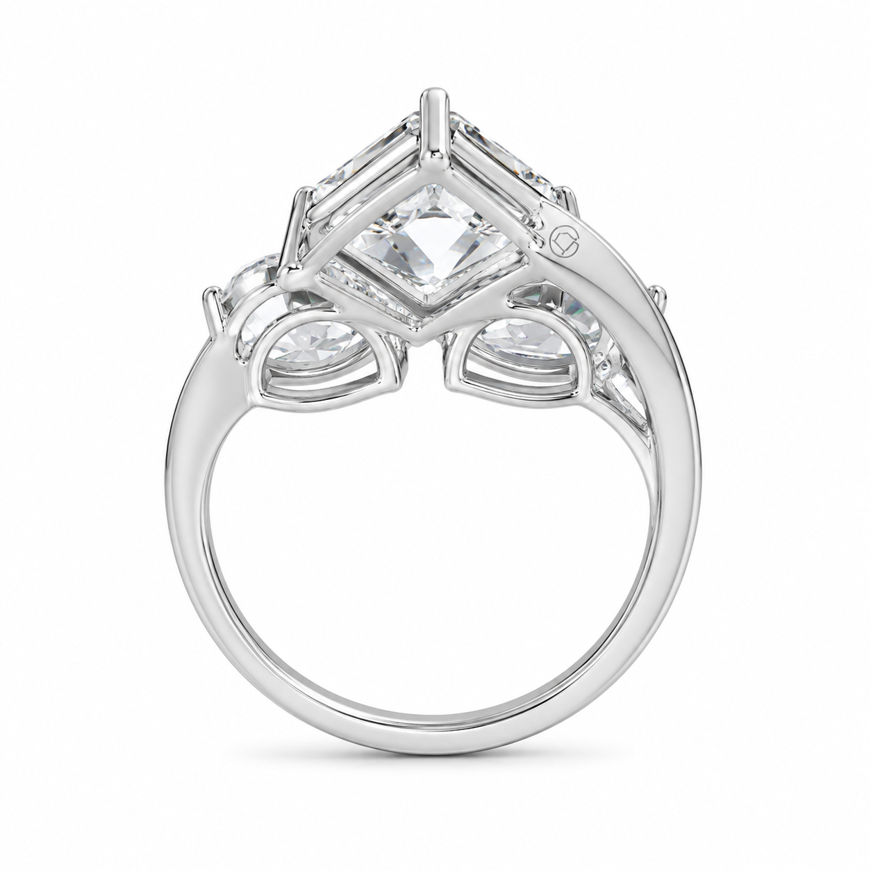 2.50 CT Multi Shape Lab-Grown Diamond Three-Stone Engagement Ring in 14K White Gold – Antique Trilogy Vintage Design