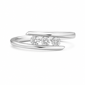 1.00 CT Round Lab-Grown Diamond Three-Stone Bypass Ring in 14K White Gold – Custom Wedding Gift Design