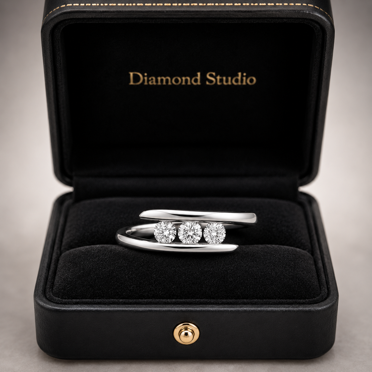1.00 CT Round Lab-Grown Diamond Three-Stone Bypass Ring in 14K White Gold – Custom Wedding Gift Design