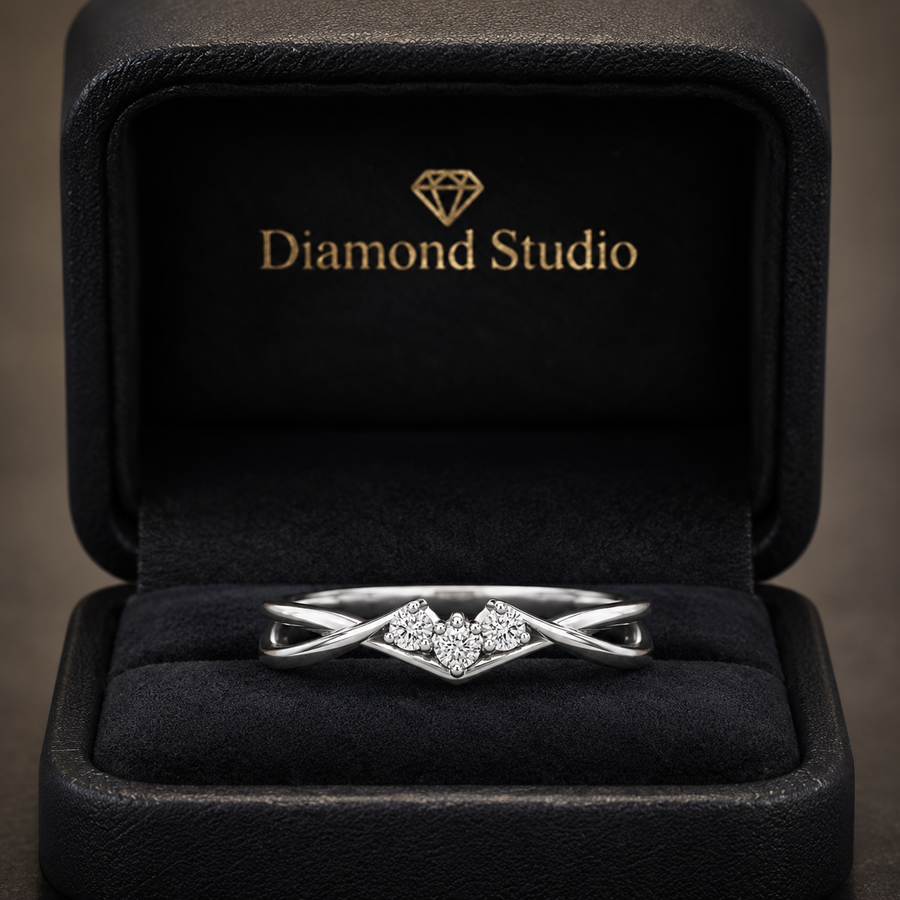 1.00 CT Minimal Twisted Lab-Grown Diamond Trilogy Engagement Ring in 14K White Gold – Dainty Three-Stone Promise Design