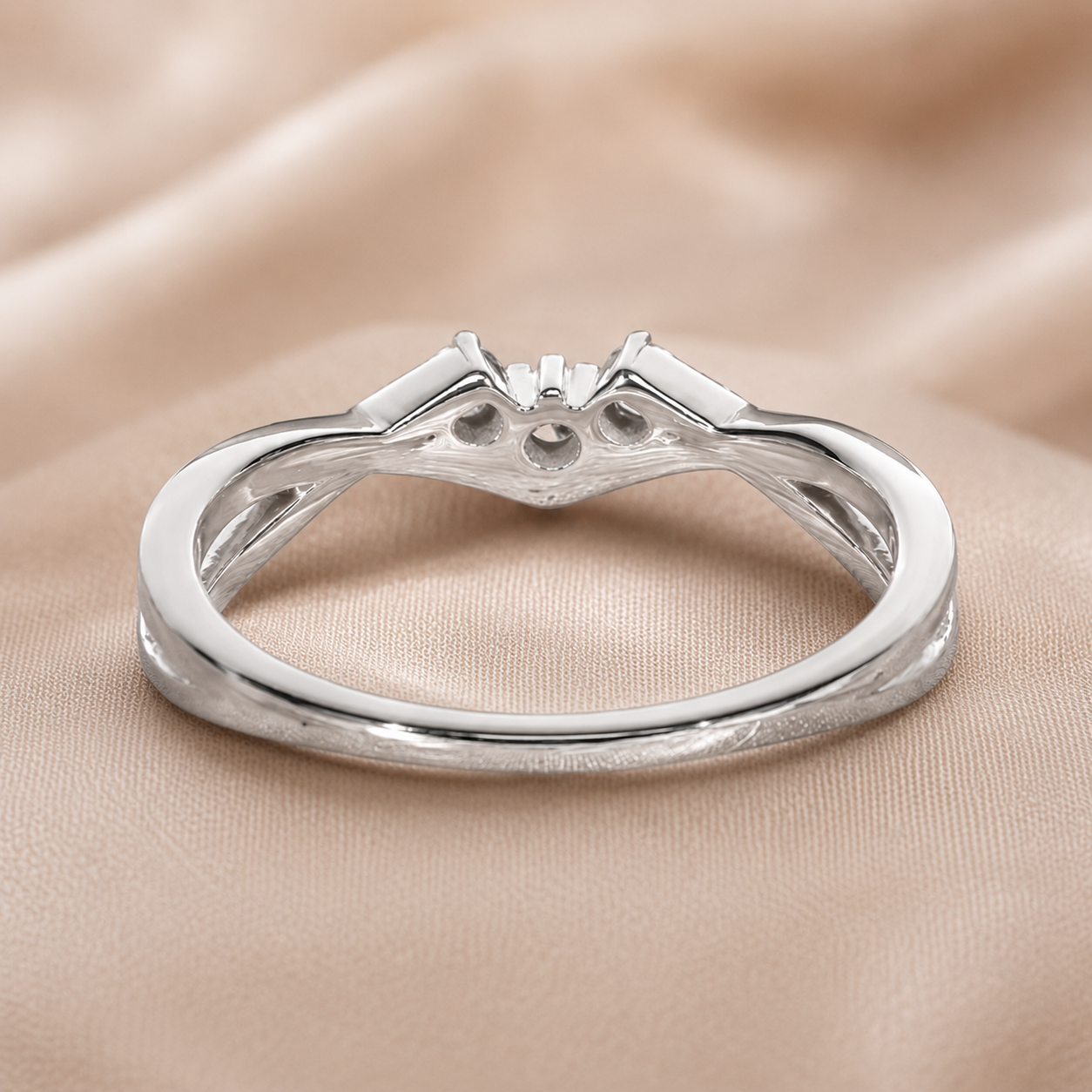 1.00 CT Minimal Twisted Lab-Grown Diamond Trilogy Engagement Ring in 14K White Gold – Dainty Three-Stone Promise Design